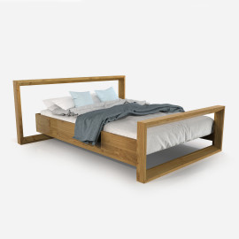Bett mit Holzrahmen