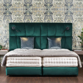 Bed with upholstered headboard