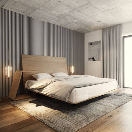Dębowe łóżko z zagłówkiem